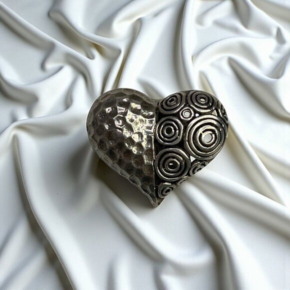 Sterling Silver Heart Pendant With Textured & Swirl Design Jewelry For Women - Picture 1 of 11